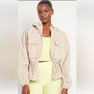Old Navy pale camel cinch waist utility jacket
